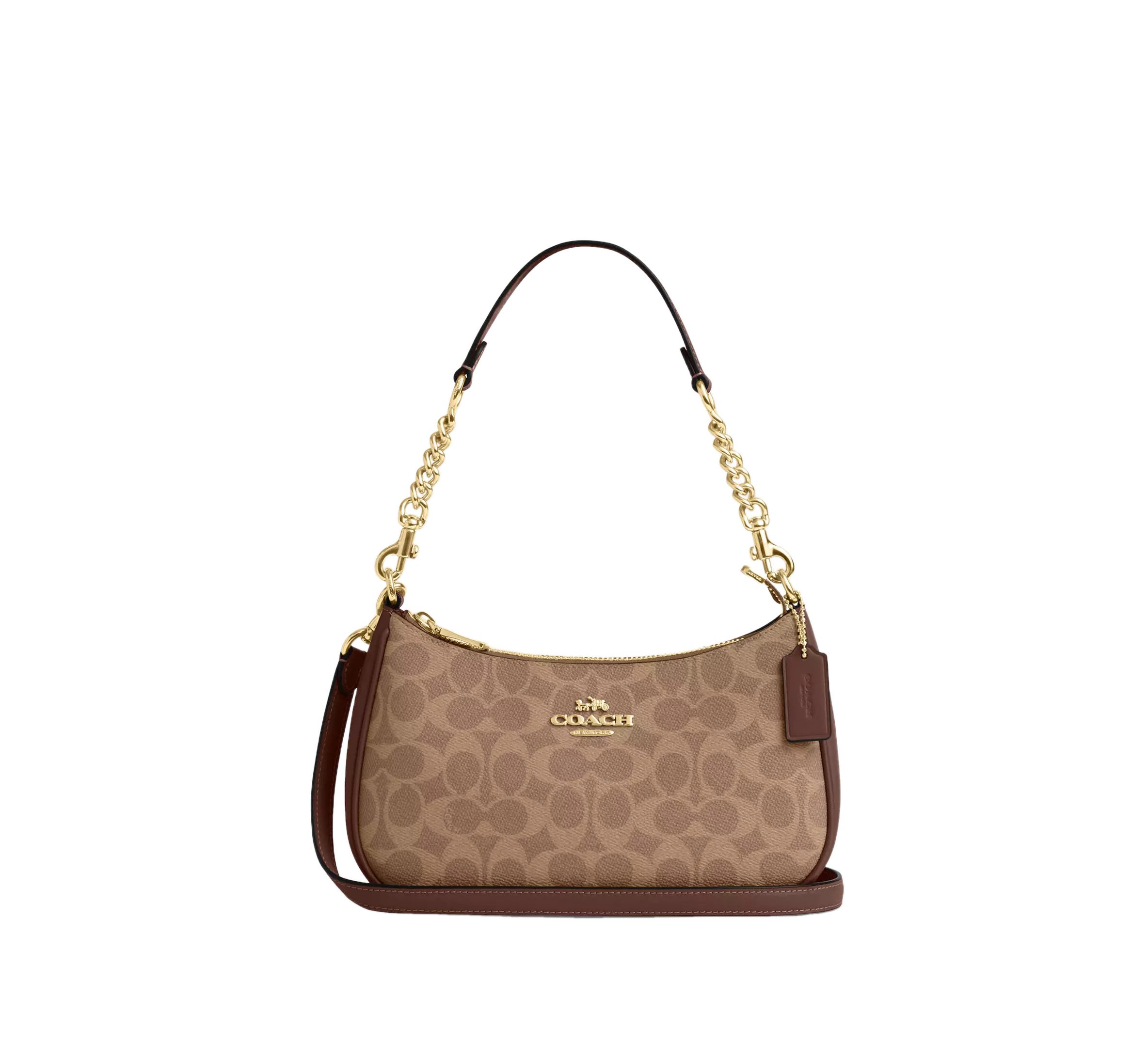COACH Teri Shoulder Bag In Signature Canvas Gold Tan Brown
